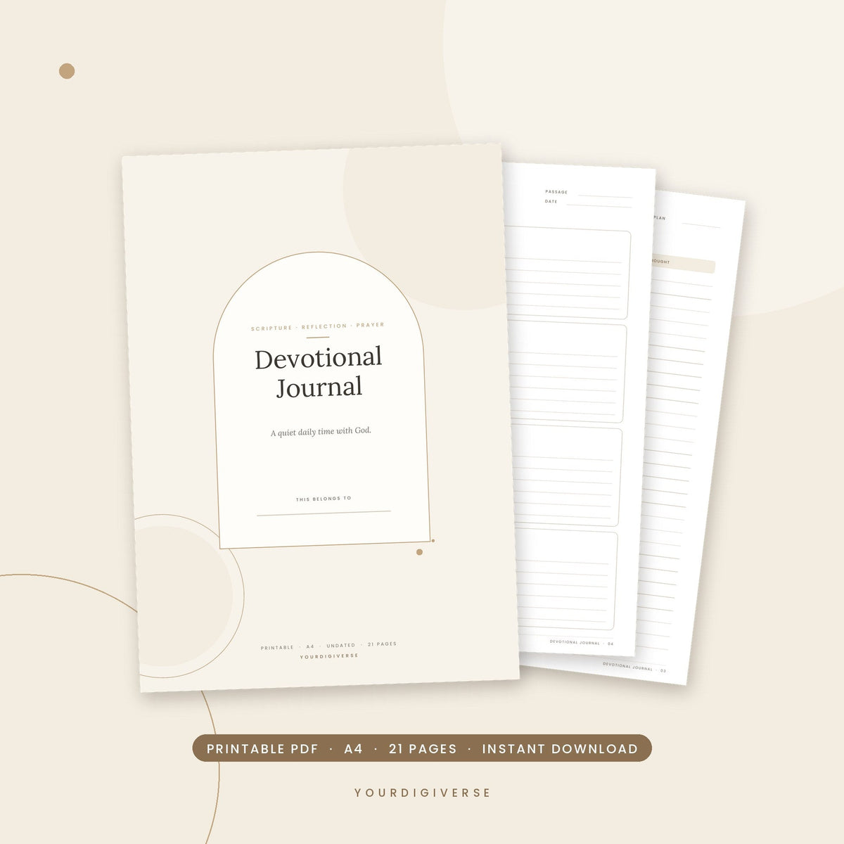 Printable devotional journal with SOAP Bible study pages