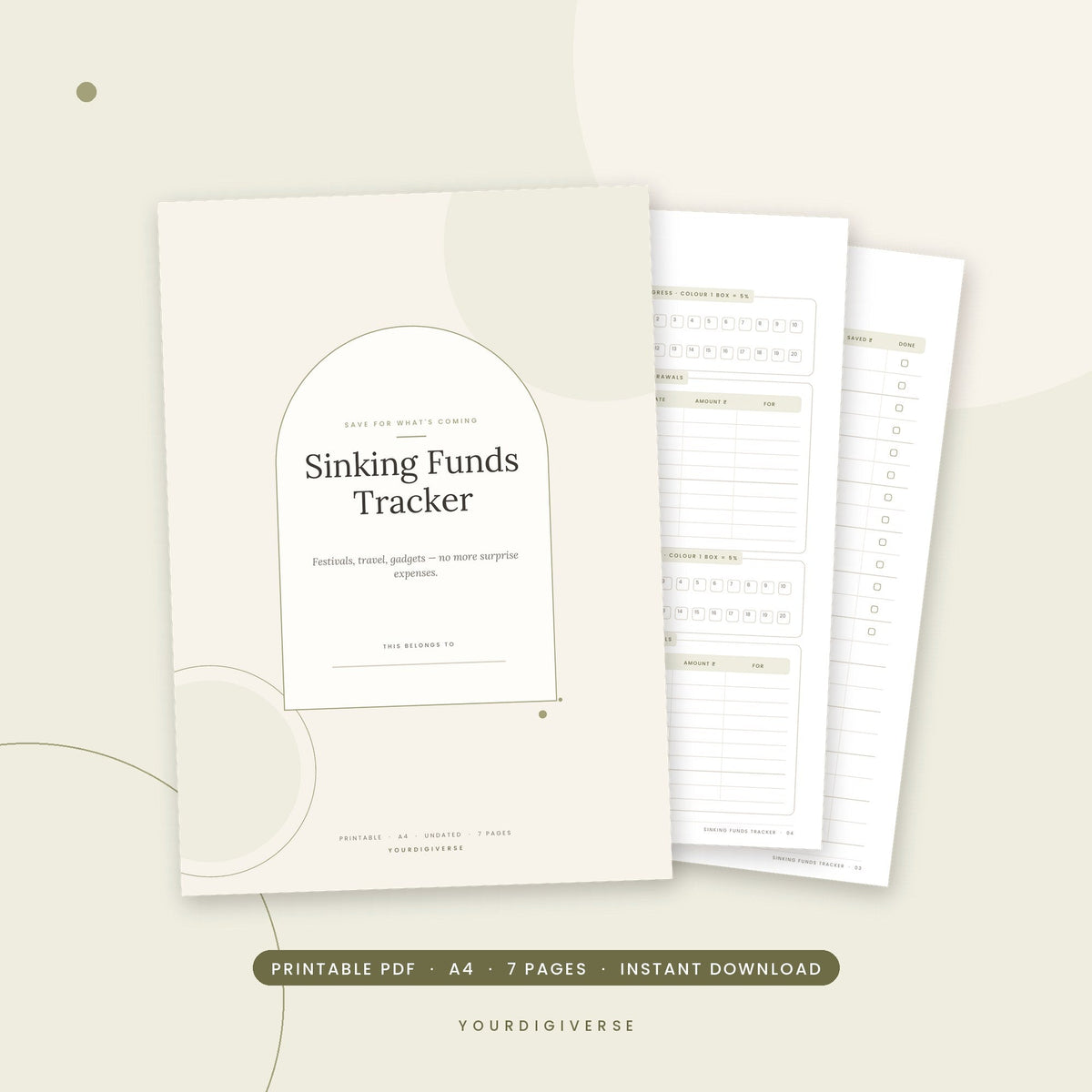 Sinking Funds Tracker printable in rupees