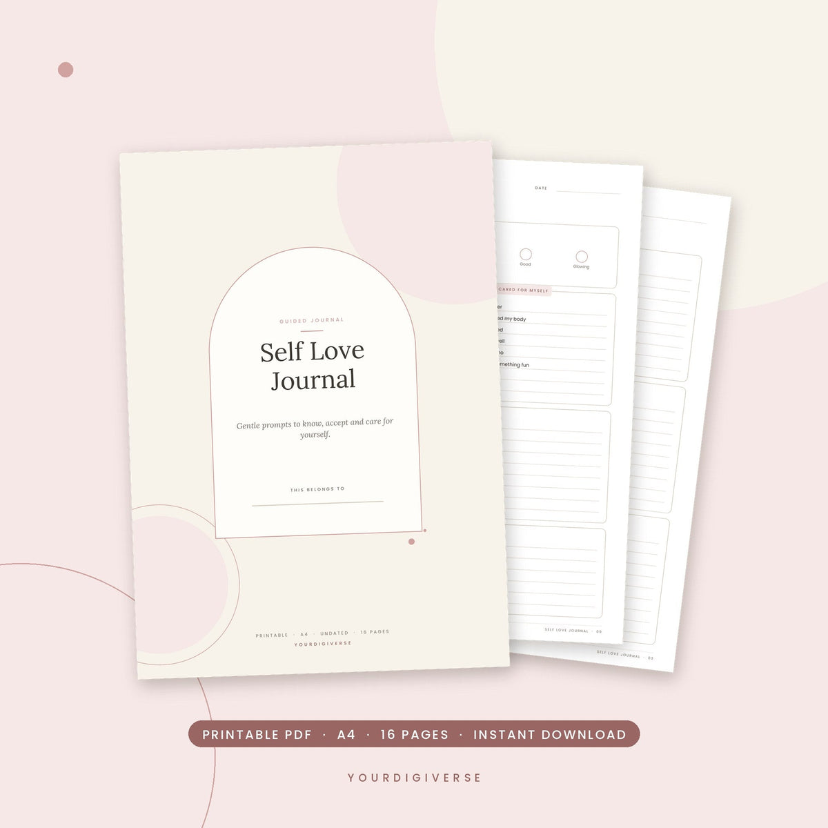 Printable self love journal with prompts