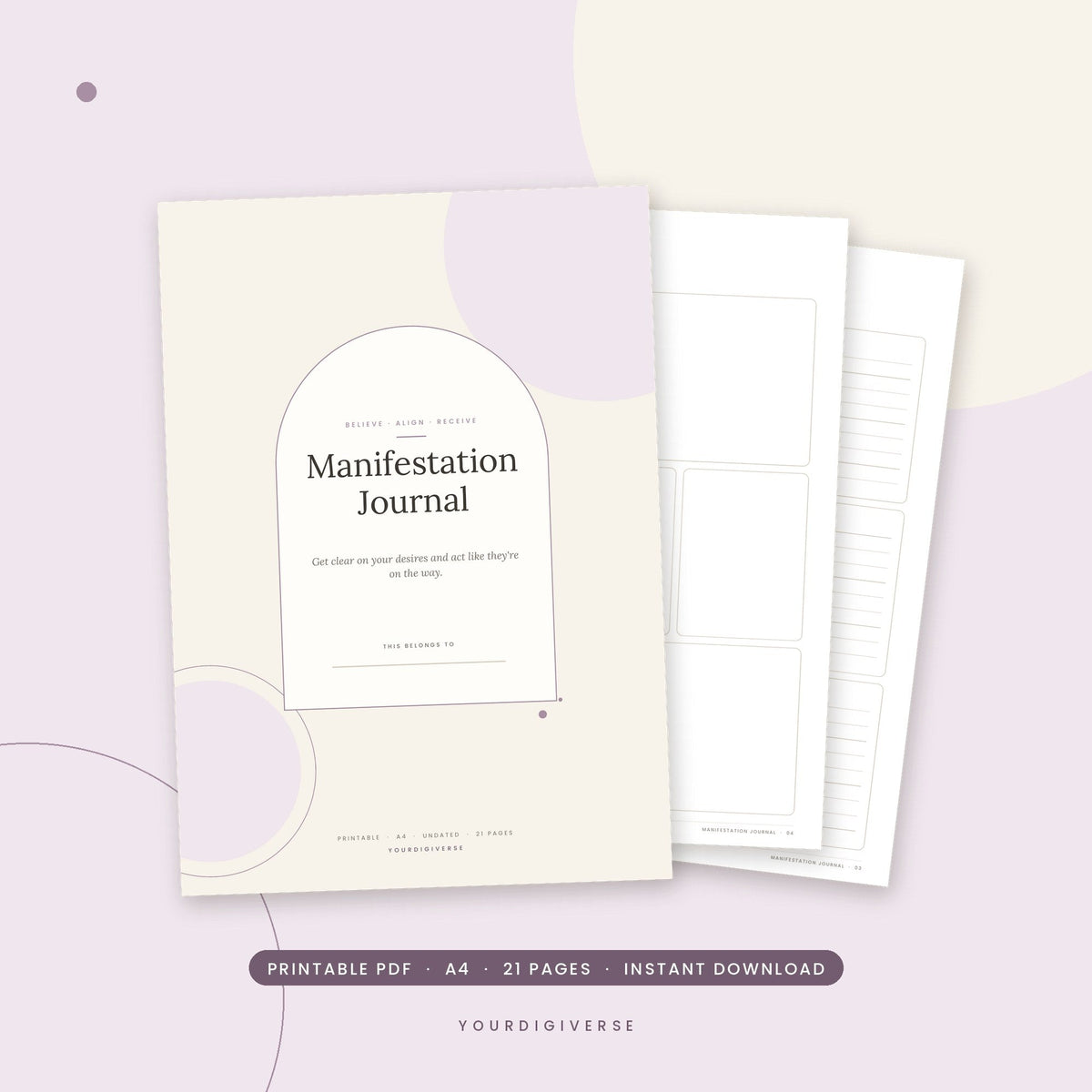 Printable manifestation journal with 369 method pages