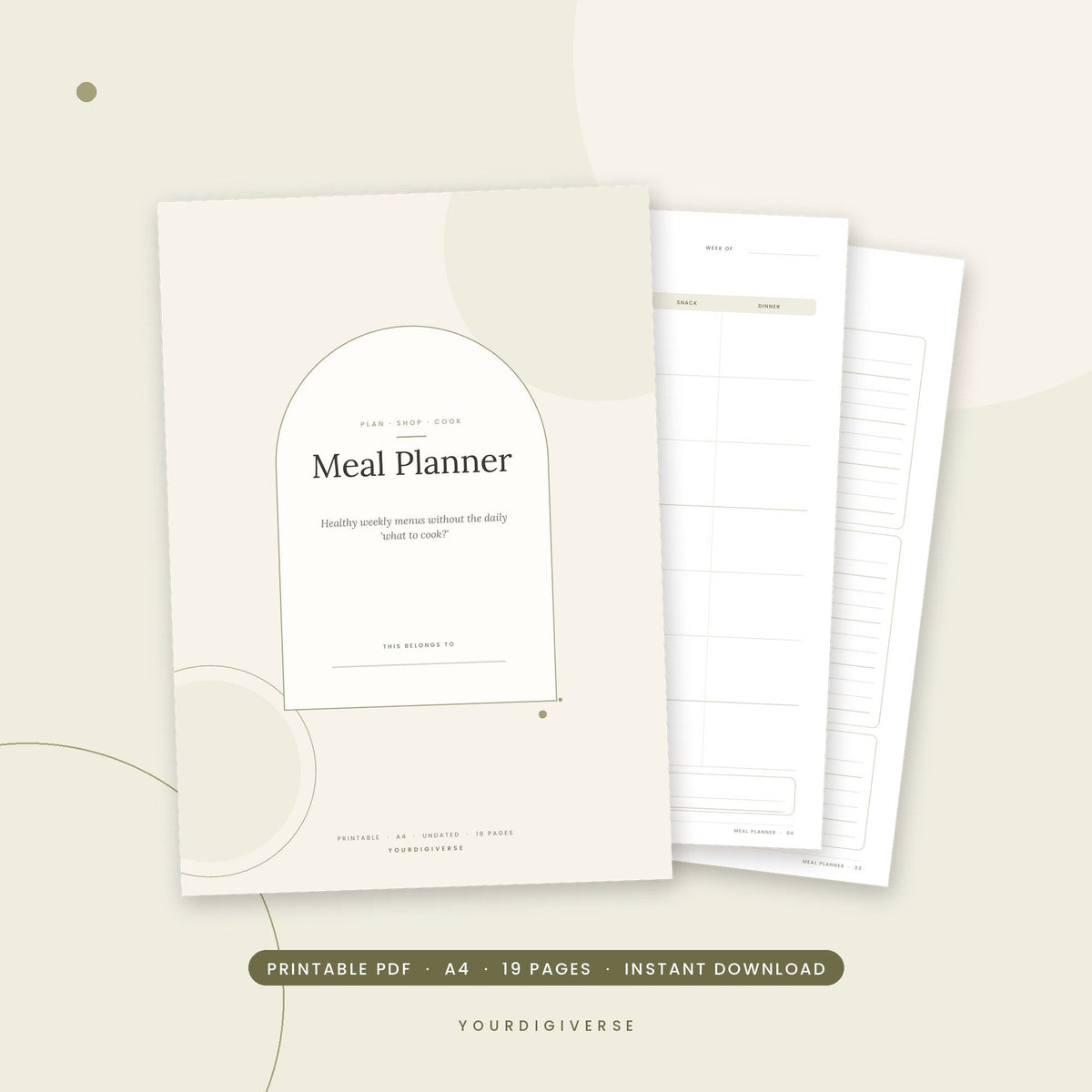Printable weekly meal planner with grocery list