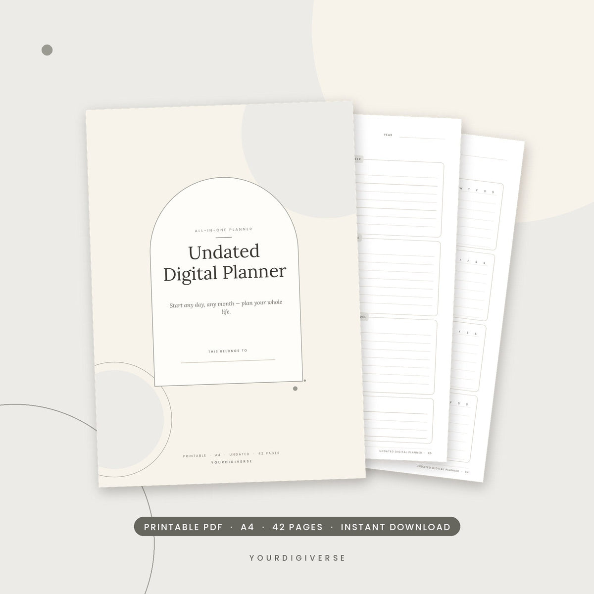 Undated Digital Planner for GoodNotes and print