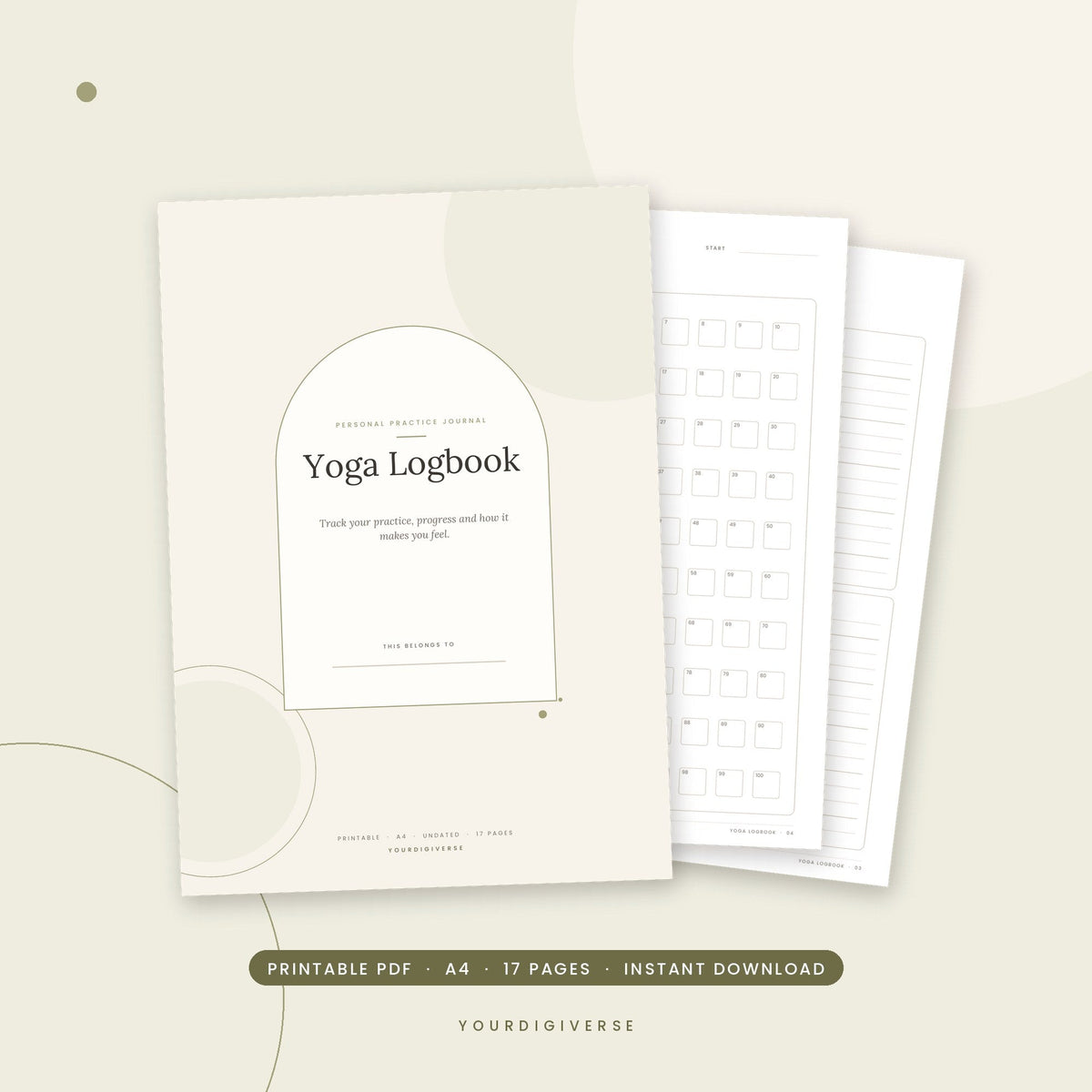 Printable yoga logbook and practice journal
