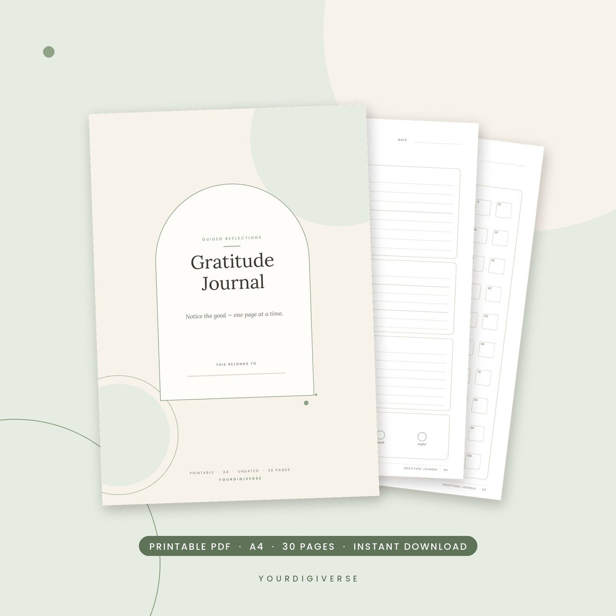 Printable guided journals and wellness planners