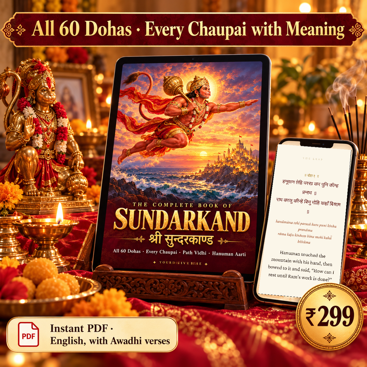 Hanuman Bhakti Pack — The Complete Book of Sundarkand + Illustrated Hanuman Chalisa (2 eBooks)