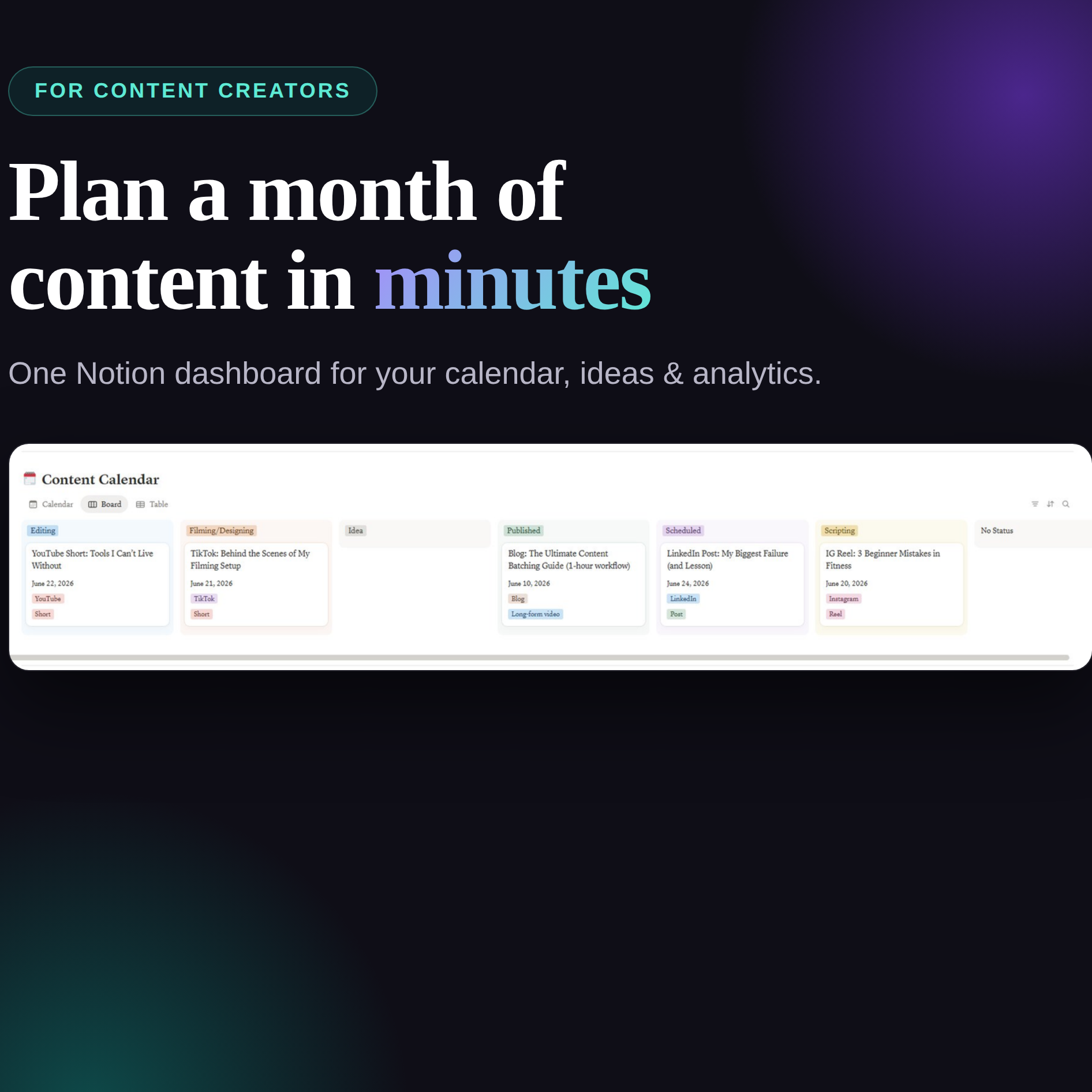 The Creator Content OS — Notion Template to Plan, Create & Track Every Post