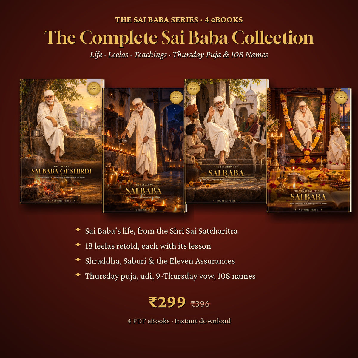 The Complete Sai Baba Collection — Life, Leelas, Teachings & Thursday Puja (4 eBooks)