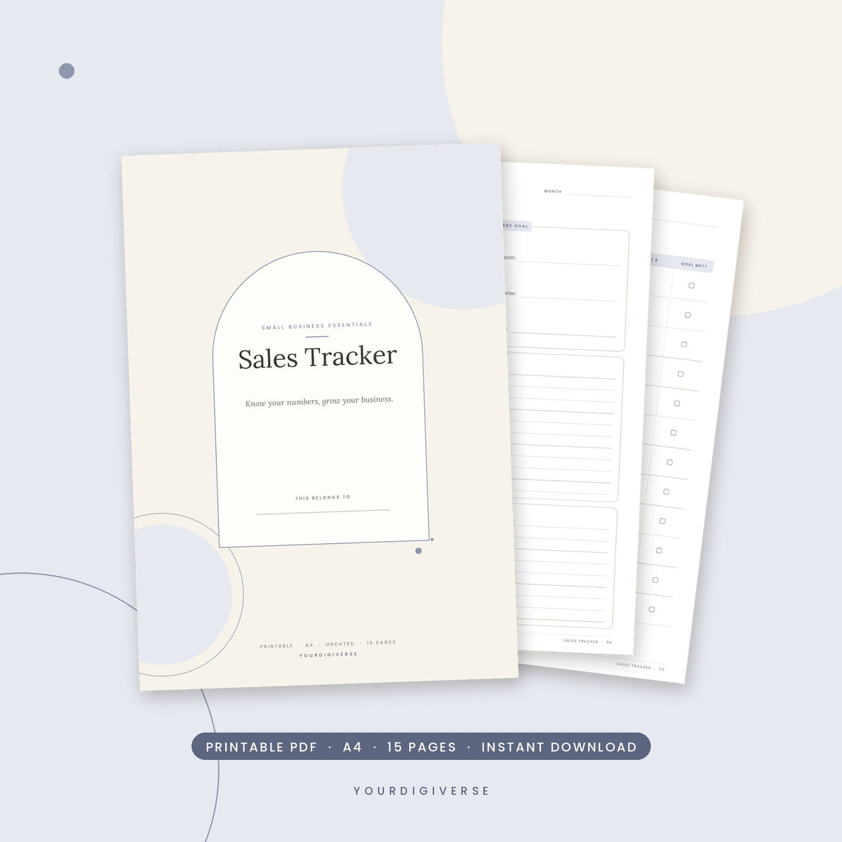 Sales tracker printable – Sales Tracker A4 PDF cover, instant download from YourDigiverse