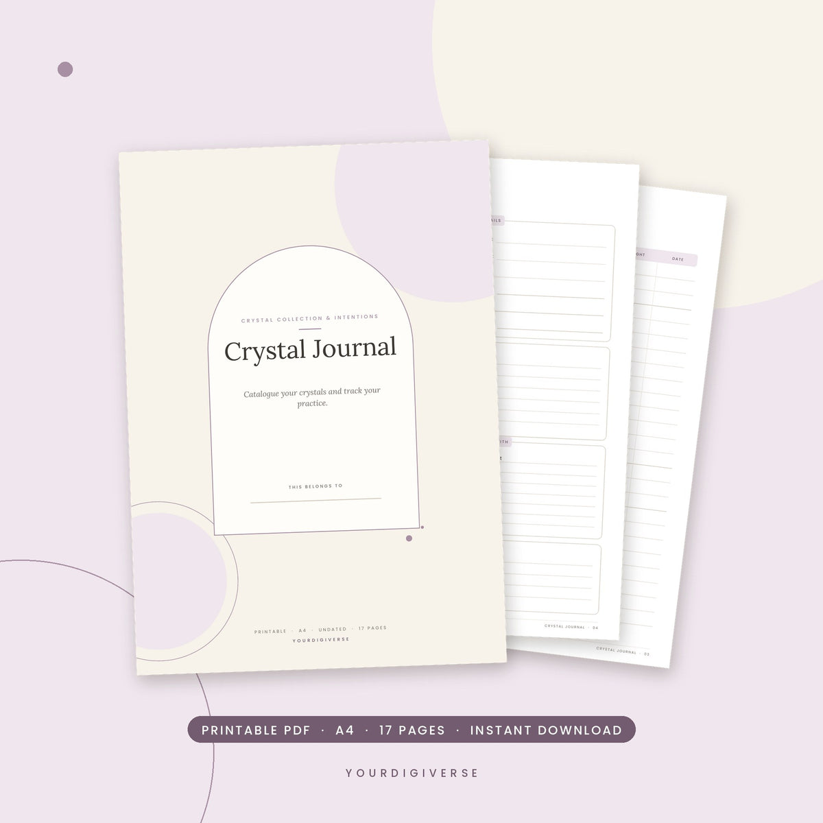 Crystal journal – Crystal Journal A4 PDF cover, instant download from YourDigiverse