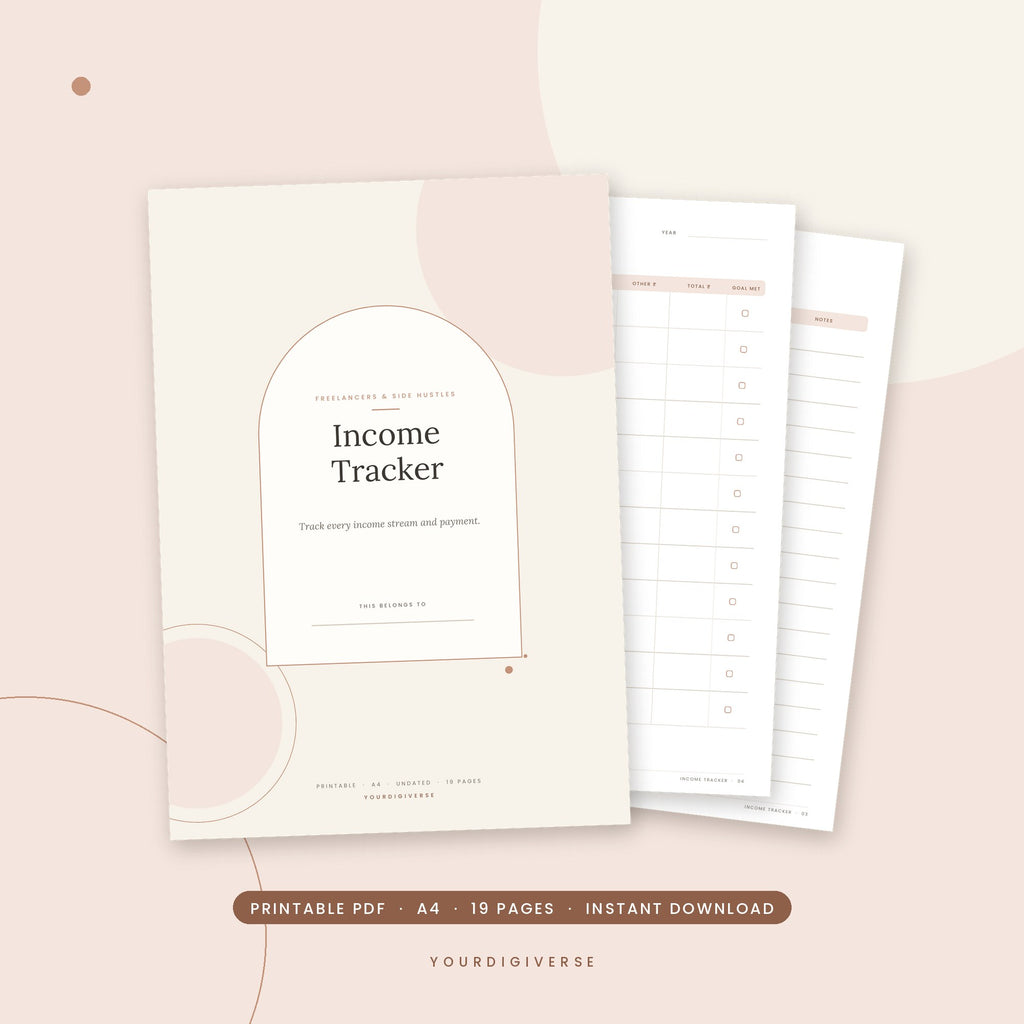 Income tracker printable – Income Tracker A4 PDF cover, instant download from YourDigiverse