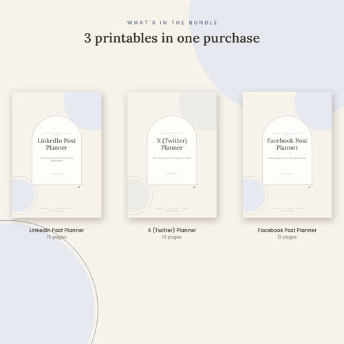 Inside the Content Creator Bundle: LinkedIn Post Planner, X (Twitter) Planner, Facebook Post Planner