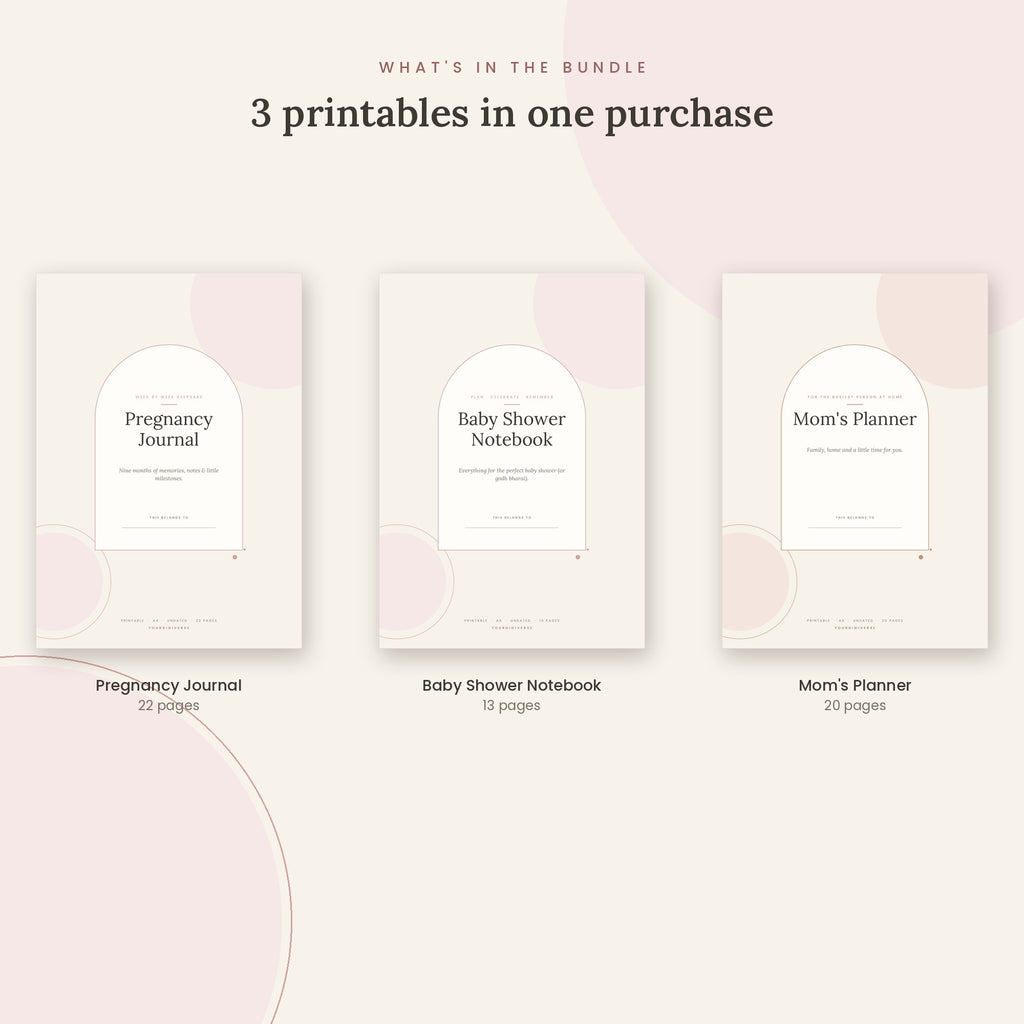 Inside the Mom-to-Be Bundle: Pregnancy Journal, Baby Shower Notebook, Mom's Planner